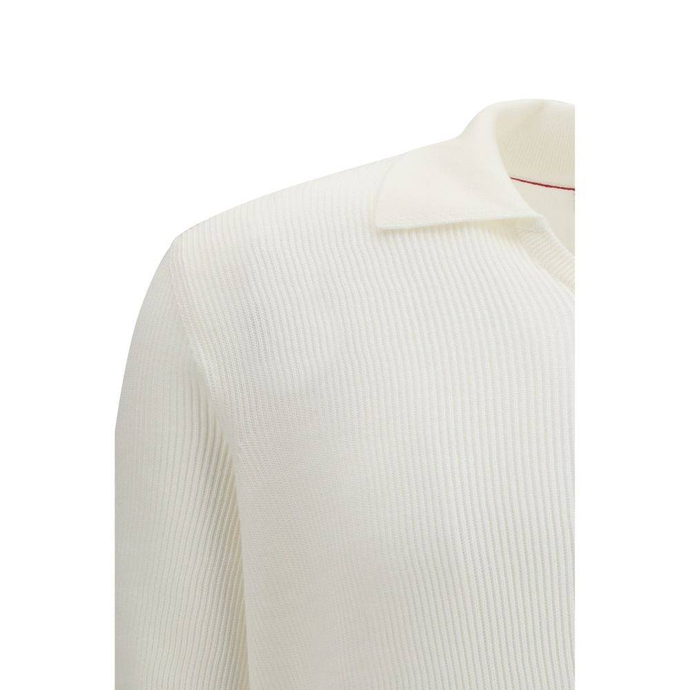Brunello Cucinelli White Cotton Polo Shirt