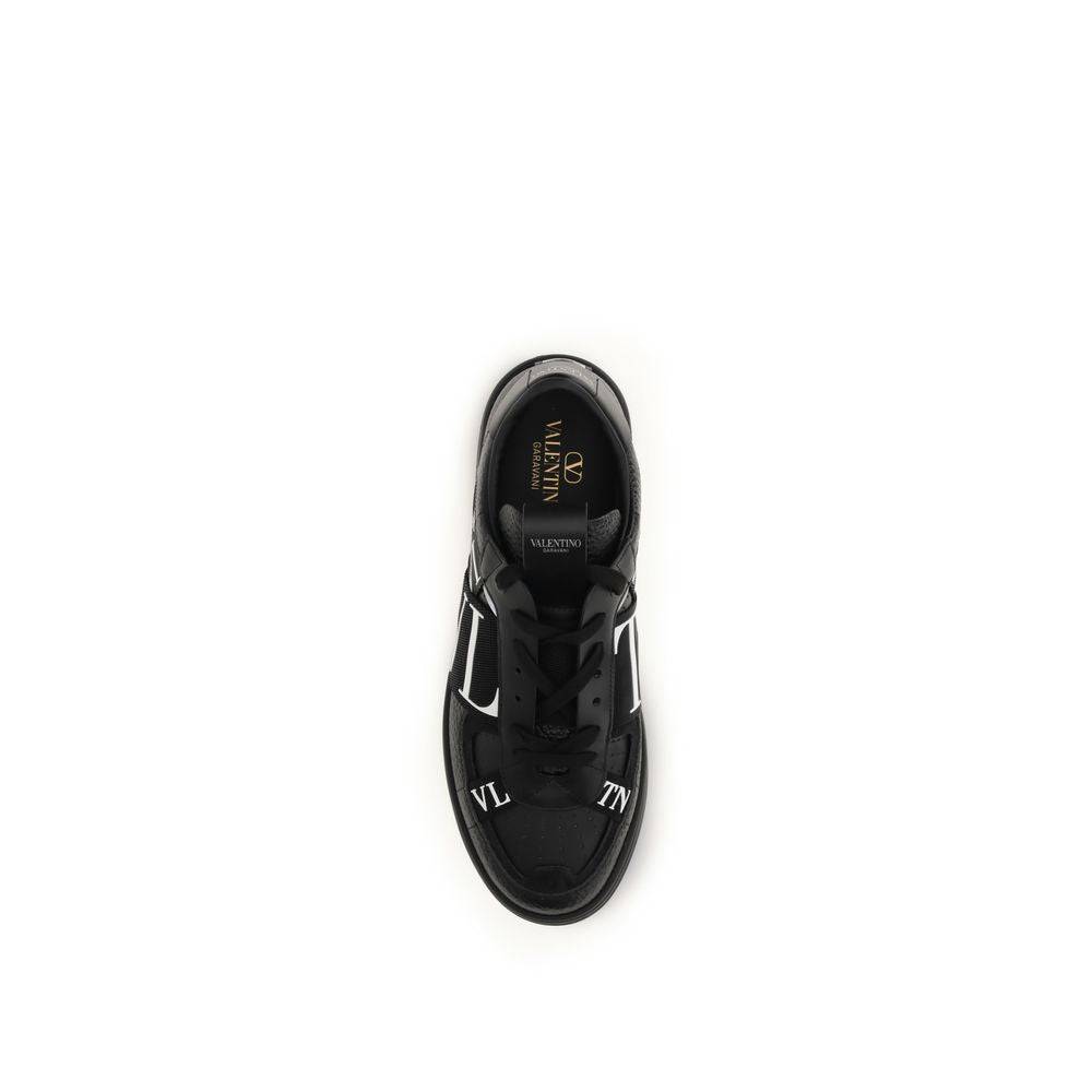 Valentino Garavani Black Calf Leather Bos Taurus Low Top Sneakers