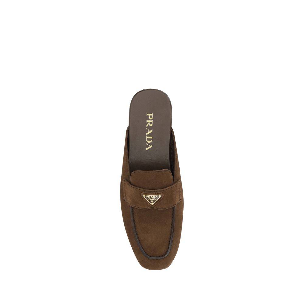 Prada Brown Calf Leather Bos Taurus Mules