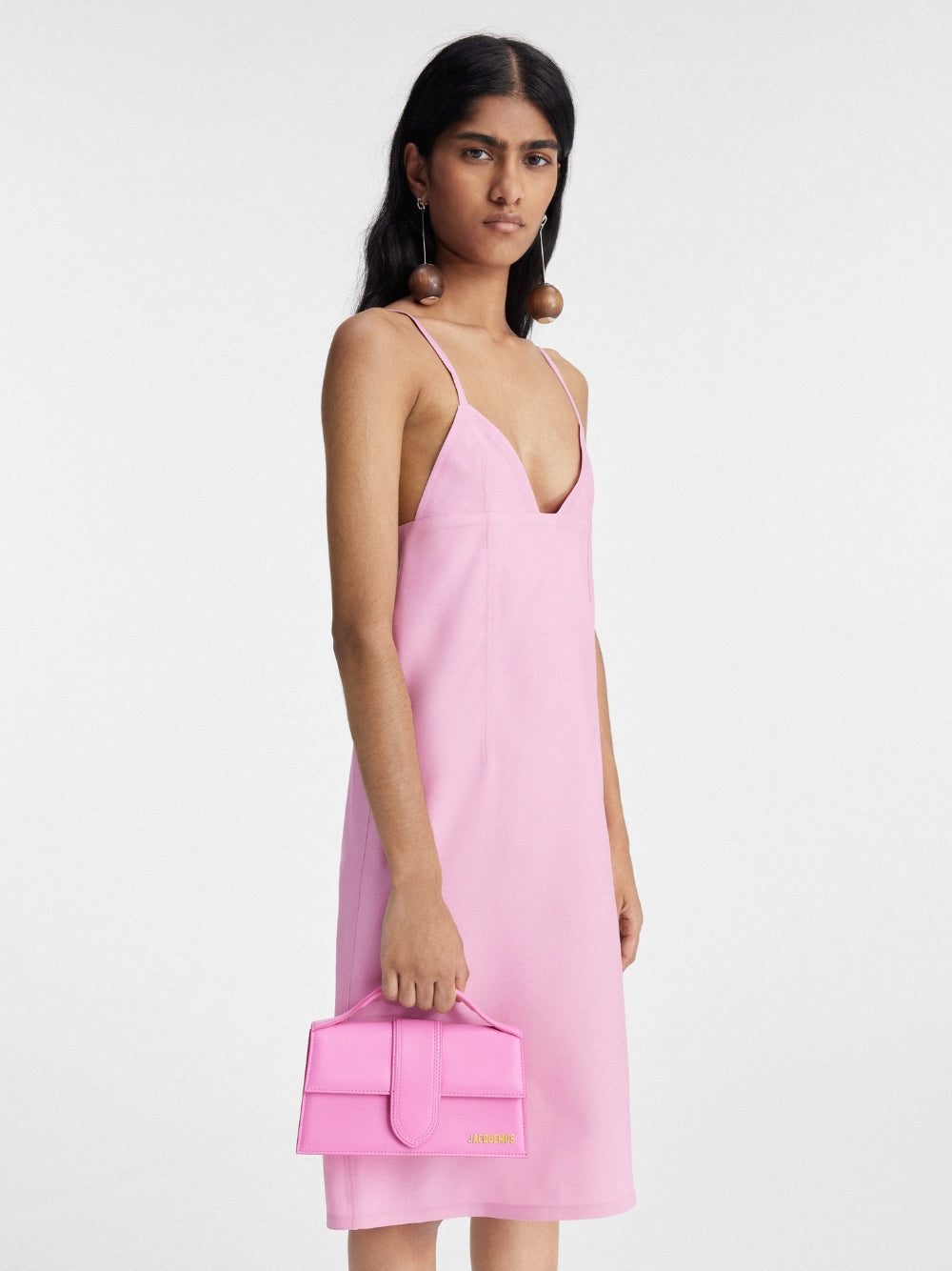 Jacquemus Neon Pink Leather Le Grand Bambino Handbag