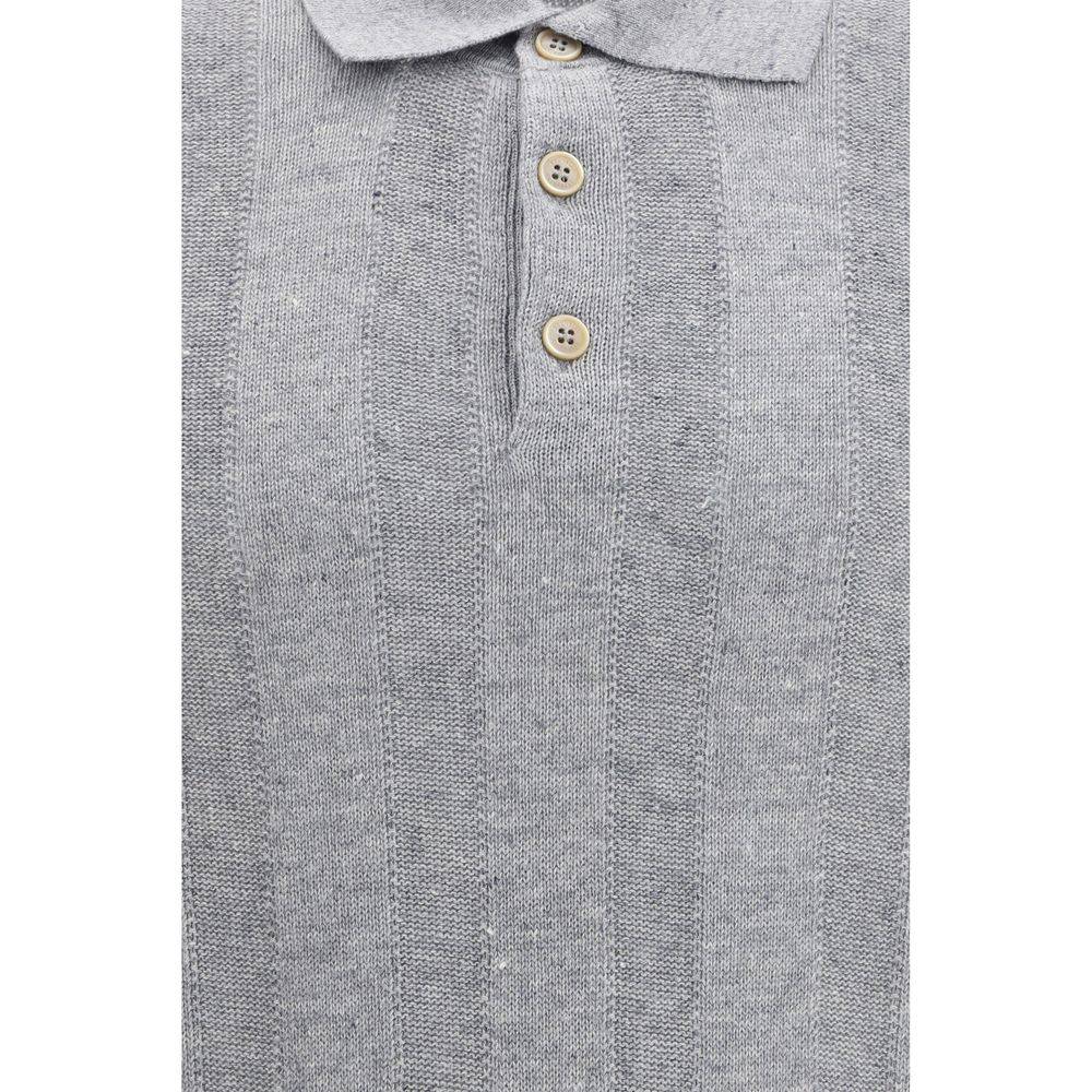 Brunello Cucinelli Gray Cotton Polo Shirt