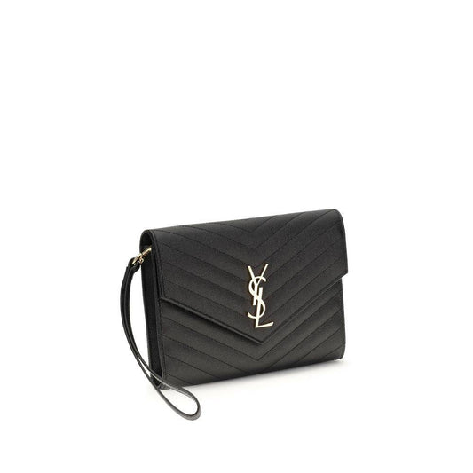 Saint Laurent Black Calf Leather Bos Taurus Clutch Bag