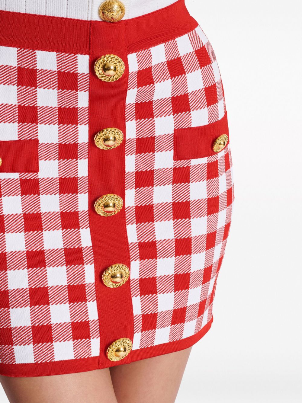 Balmain Balmain Gingham fine-knit miniskirt