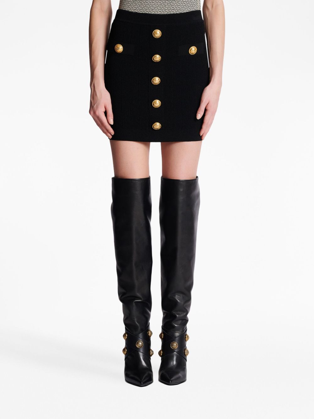 Balmain Balmain Button Embellished Knitted Skirt