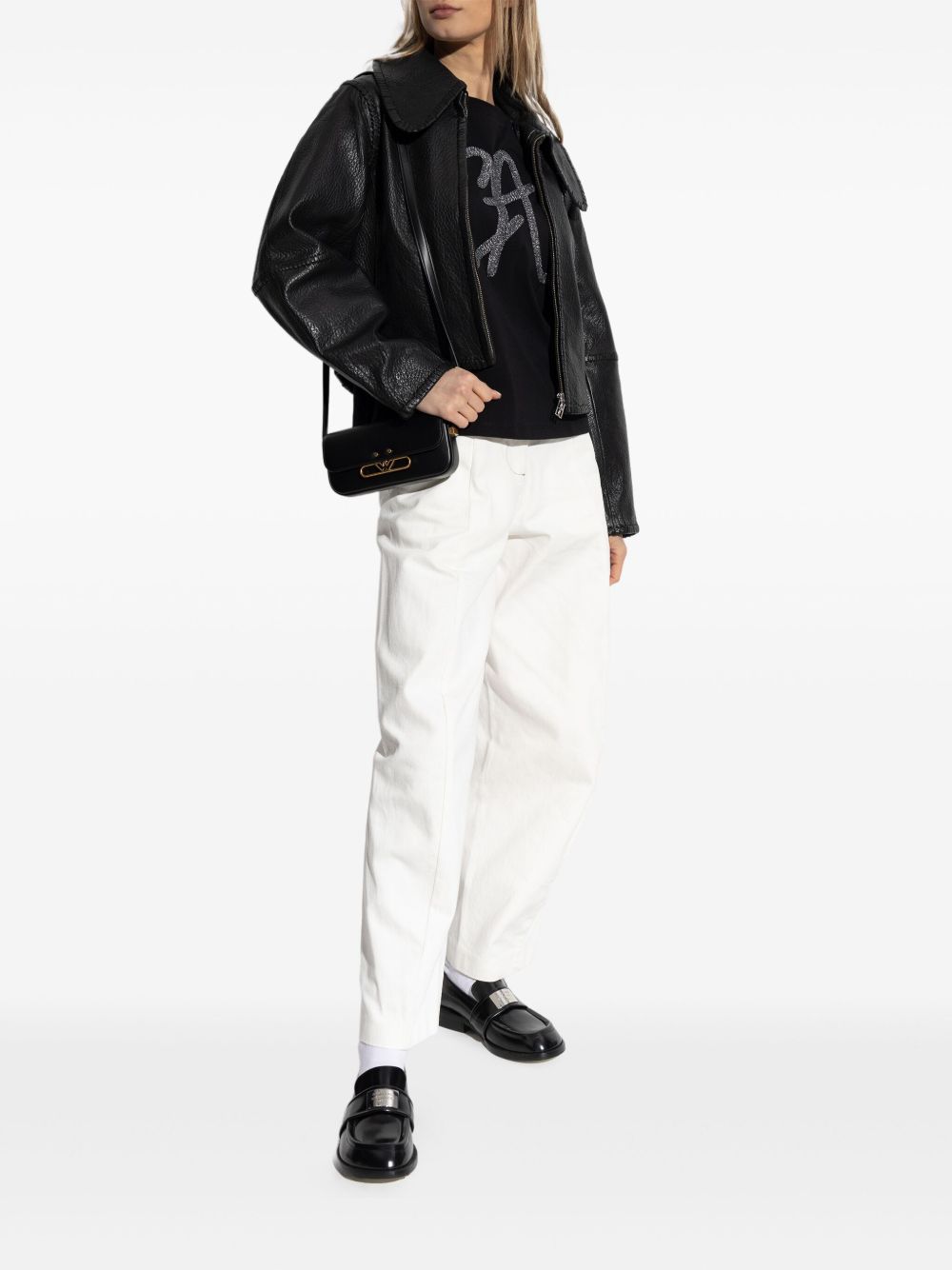 Emporio Armani Emporio Armani Cotton-jersey T-shirt with oversized lurex logo