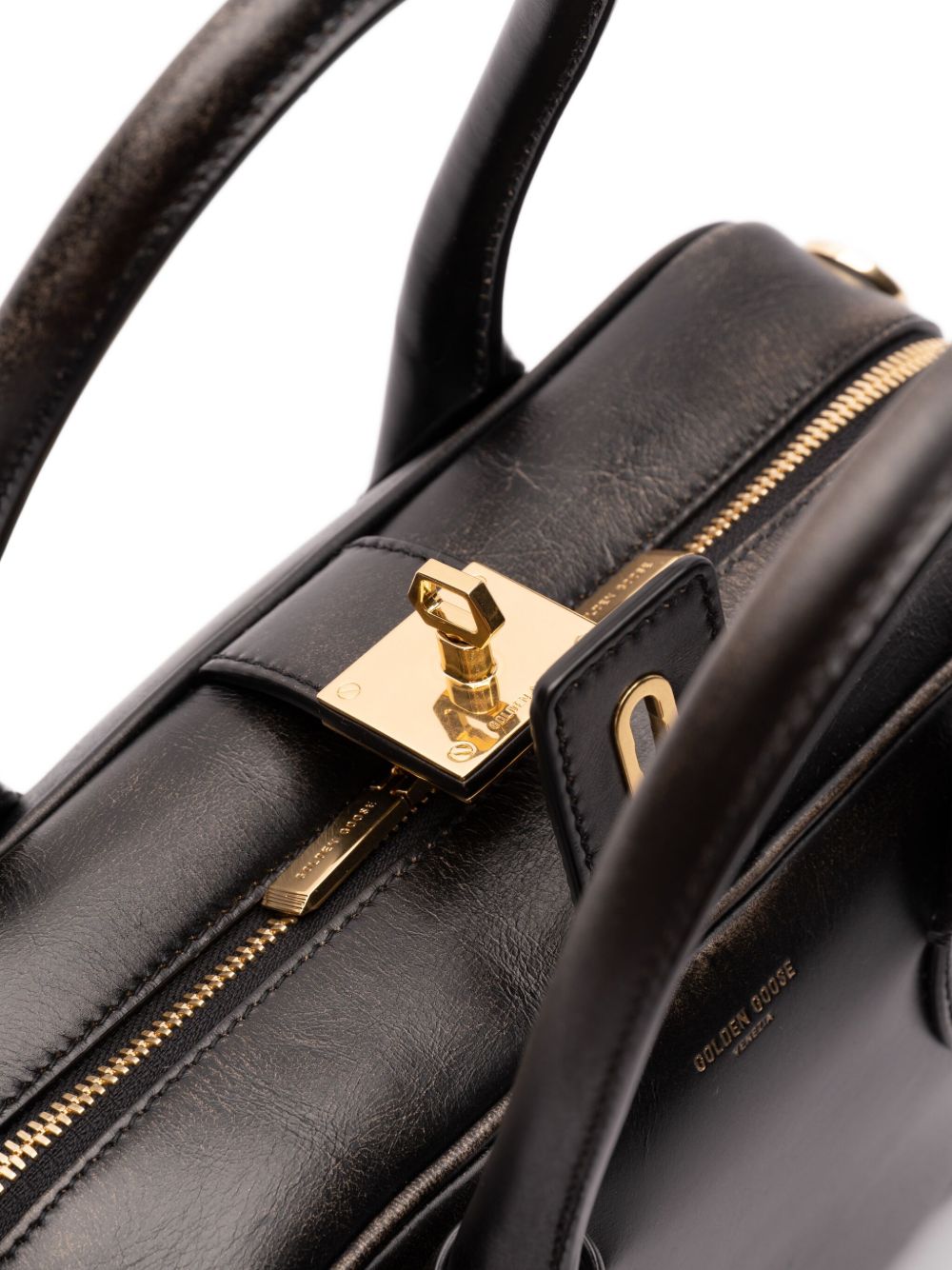 Golden Goose Golden Goose Vita Bag in smooth black leather and gold details