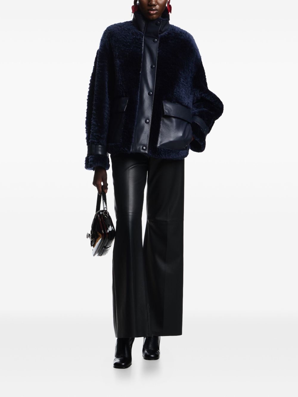 Emporio Armani Emporio Armani Palazzo trousers in lambskin glovery