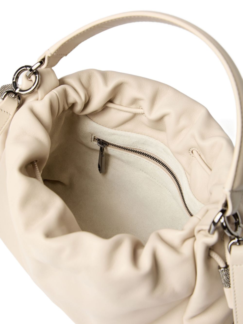 Brunello Cucinelli Brunello Cucinelli Mellow small bucket bag in soft leather with monili