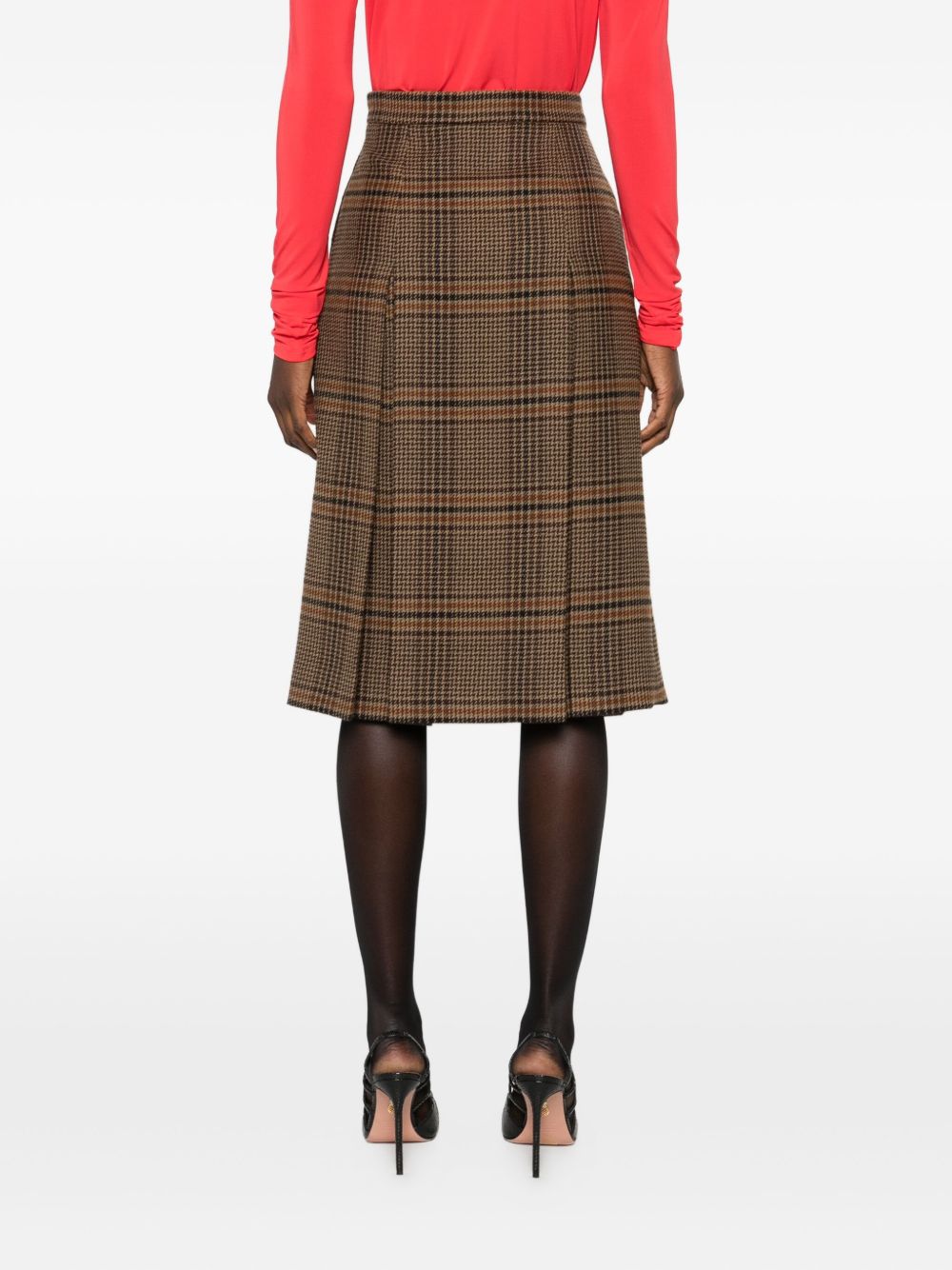 Saint Laurent Saint Laurent Prince of Wales wool and cashmere midi skirt