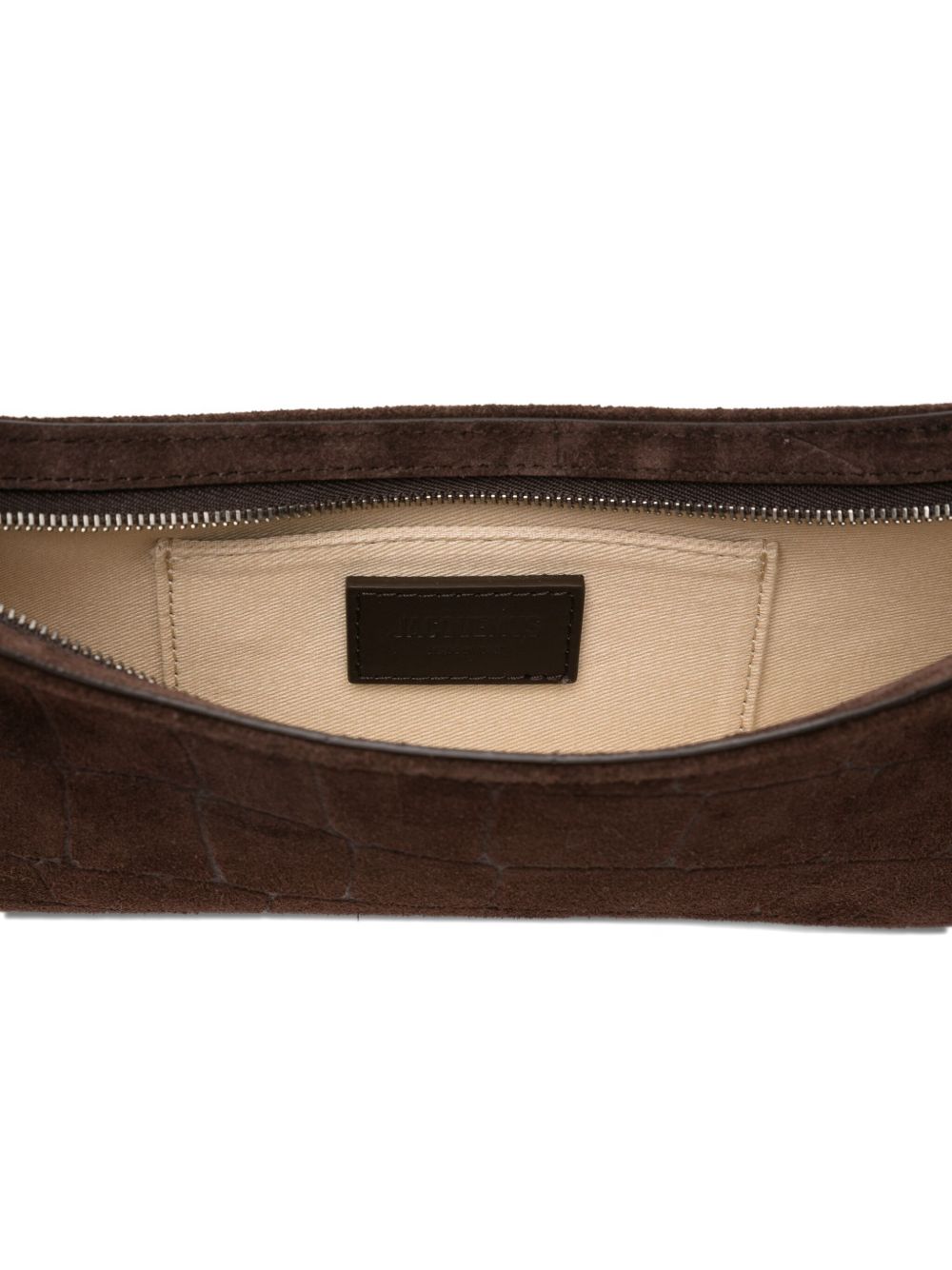 JACQUEMUS JACQUEMUS Le Bisou Perle crocodile-effect suede shoulder bag