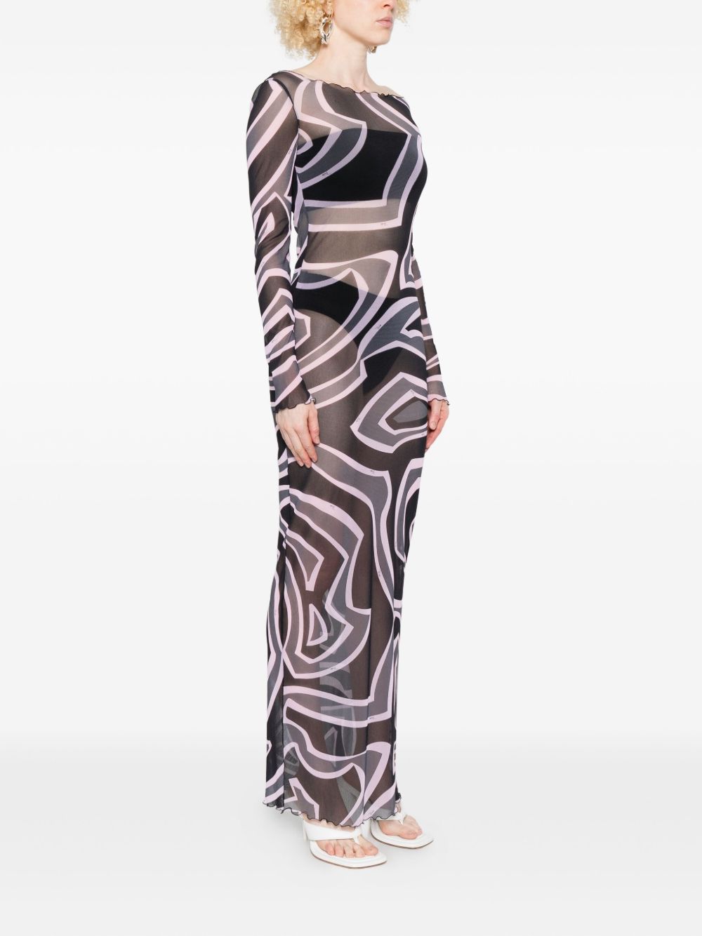 Pucci Pucci Abstract-print long-sleeve maxi dress