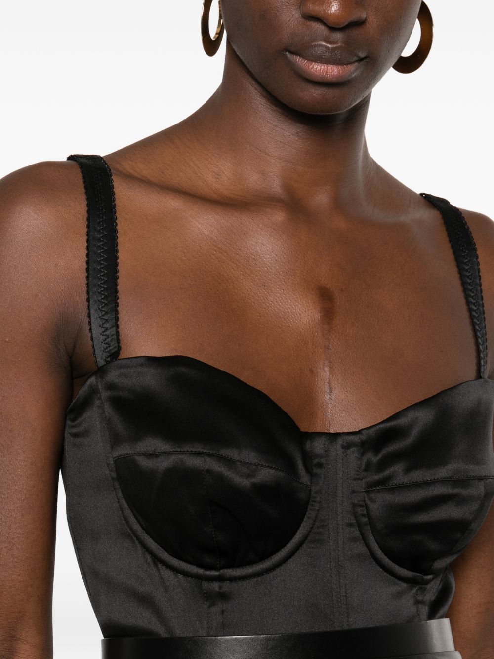 Dolce & Gabbana Dolce & Gabbana-black satin bustier midi dress
