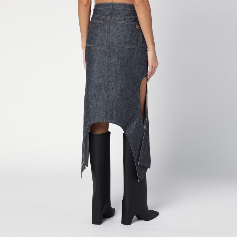 Courreges Courreges Courrèges Dark grey denim skirt