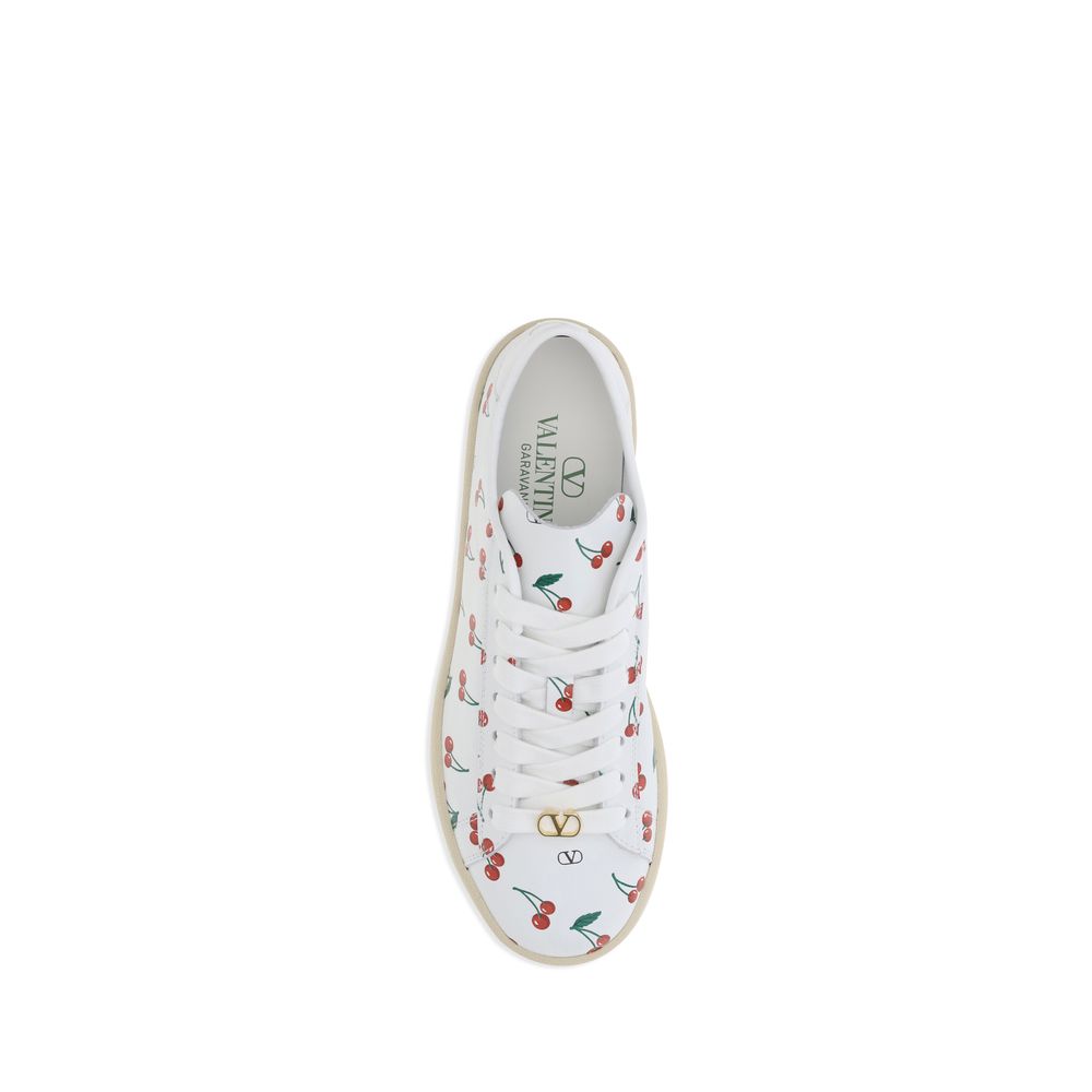 Valentino Garavani White Calf Leather Bos Taurus Low Top Sneakers