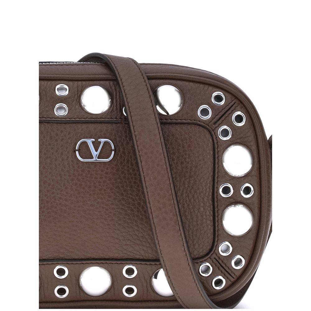 Valentino Garavani Brown Calf Leather Bos Taurus Shoulder Bag