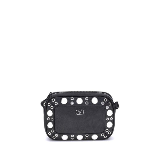 Valentino Garavani Black Calf Leather Bos Taurus Shoulder Bag