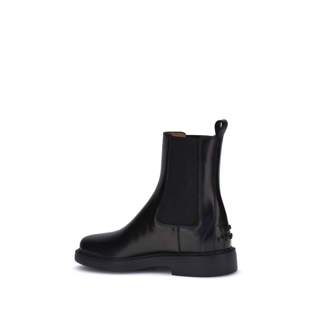 Tod's Black Calf Leather Bos Taurus Chelsea Boots