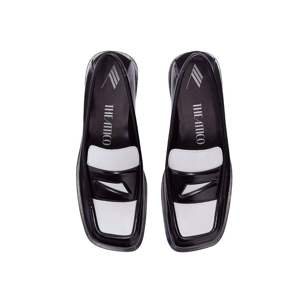 The Attico Black Leather Slip-On Loafers