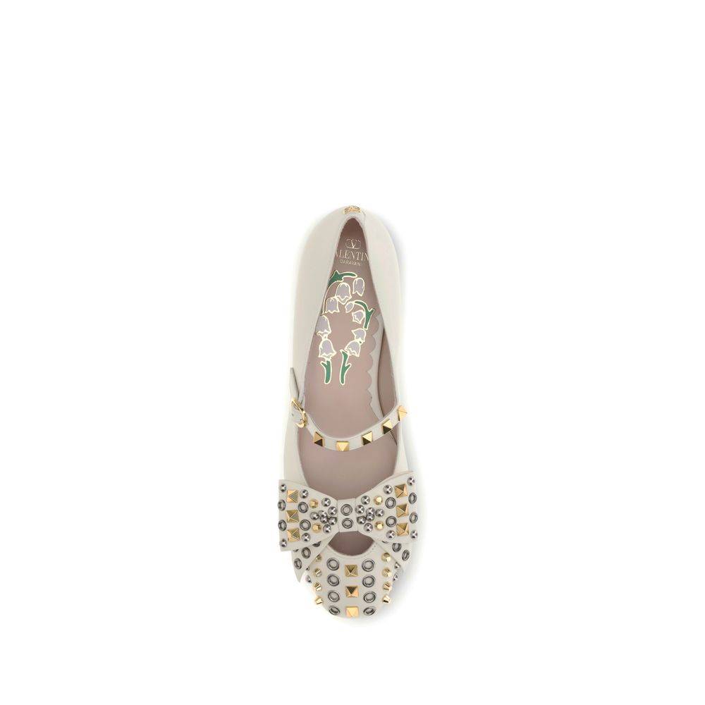 Valentino Garavani Cream Goatskin Ballet Flats