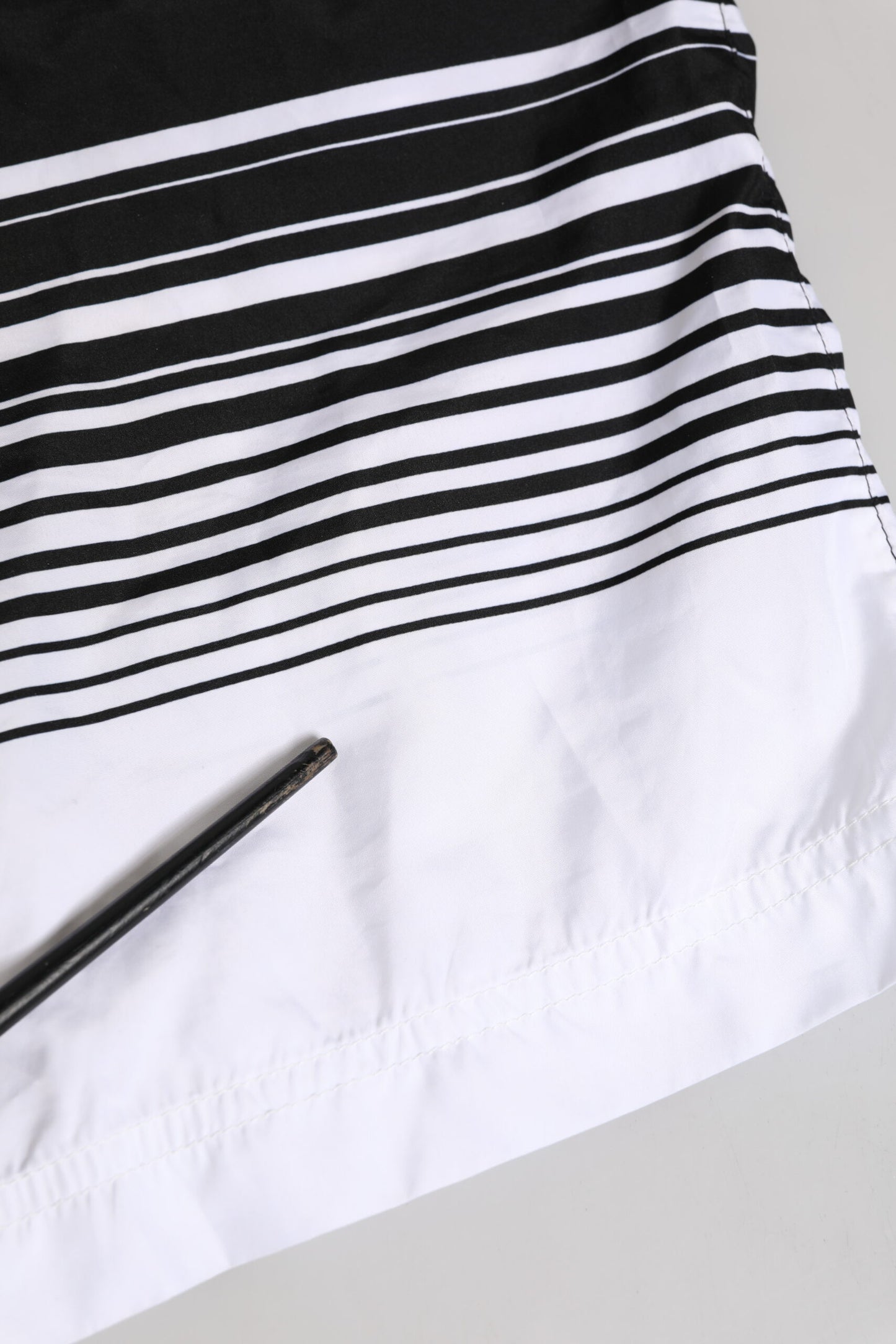 Dolce & Gabbana Black White Striped DG Logo Men Short Swimwear