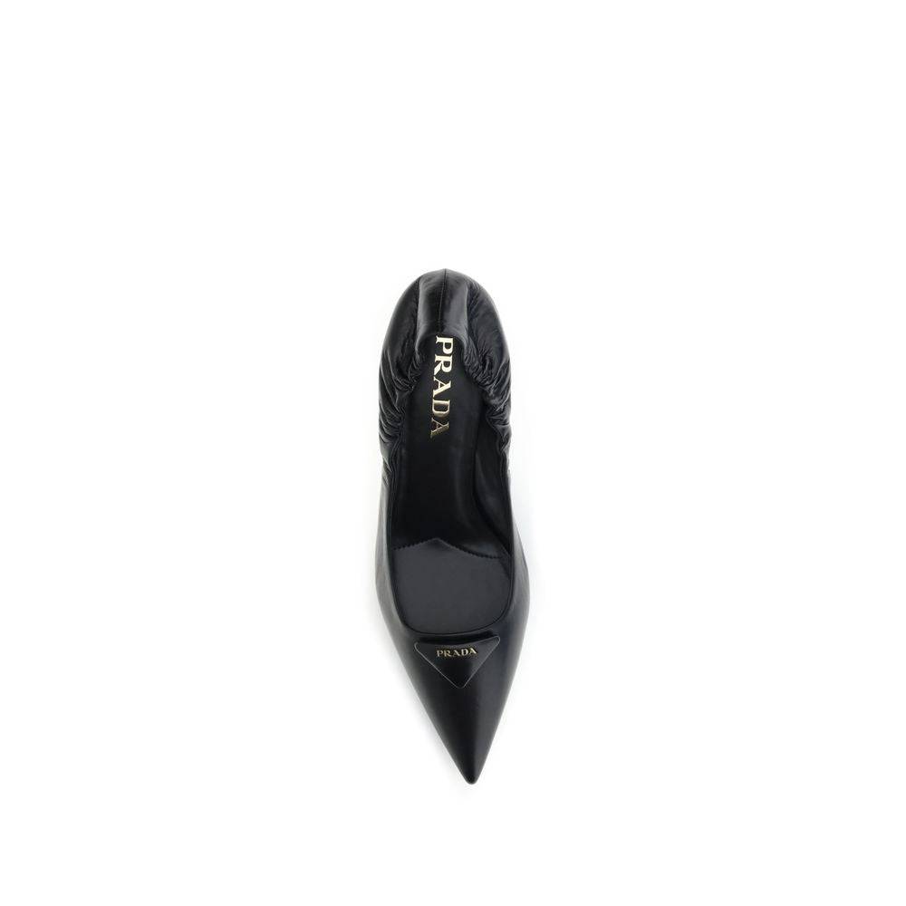 Prada Black Calf Leather Bos Taurus High Heel Pumps