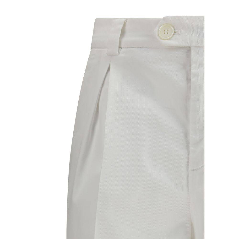 Brunello Cucinelli White Cotton Casual Pants