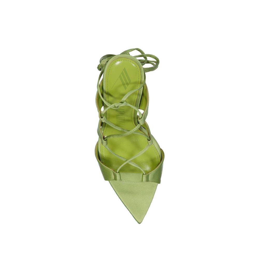 The Attico Green Silk Stiletto Heel Sandals