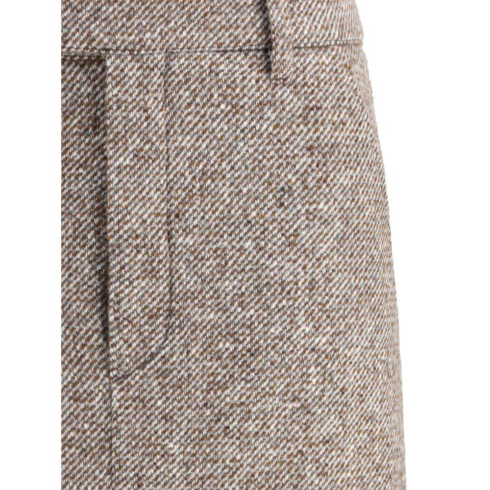 Brunello Cucinelli Brown Fleece Wool Long Skirt