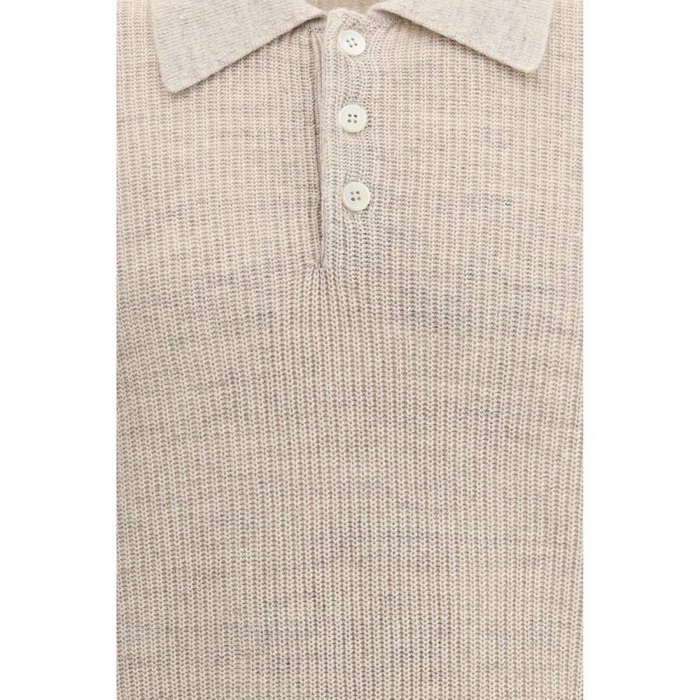 Brunello Cucinelli Beige Cotton Polo Shirt