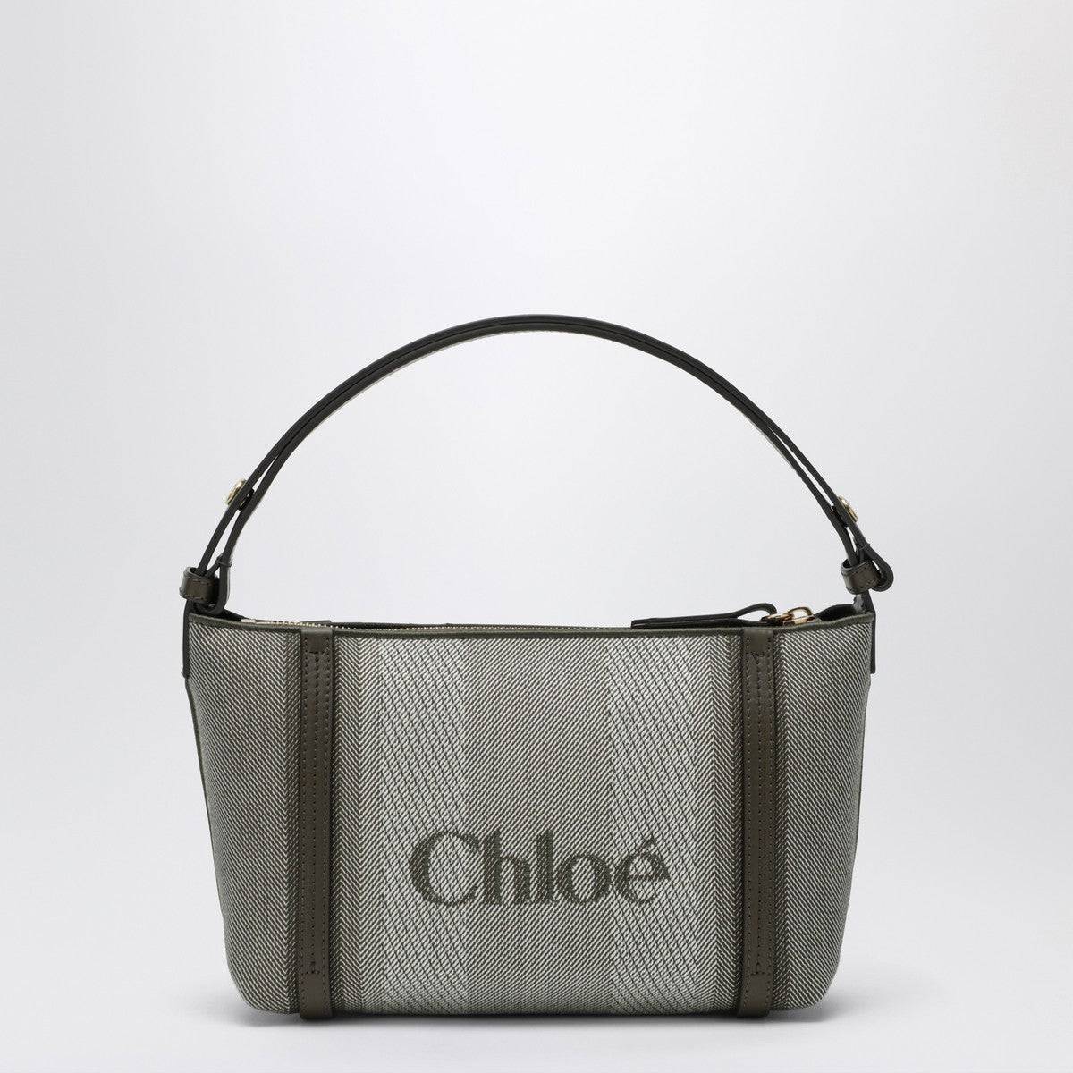 Chloé Dark green striped Chloé Carry tote bag in canvas