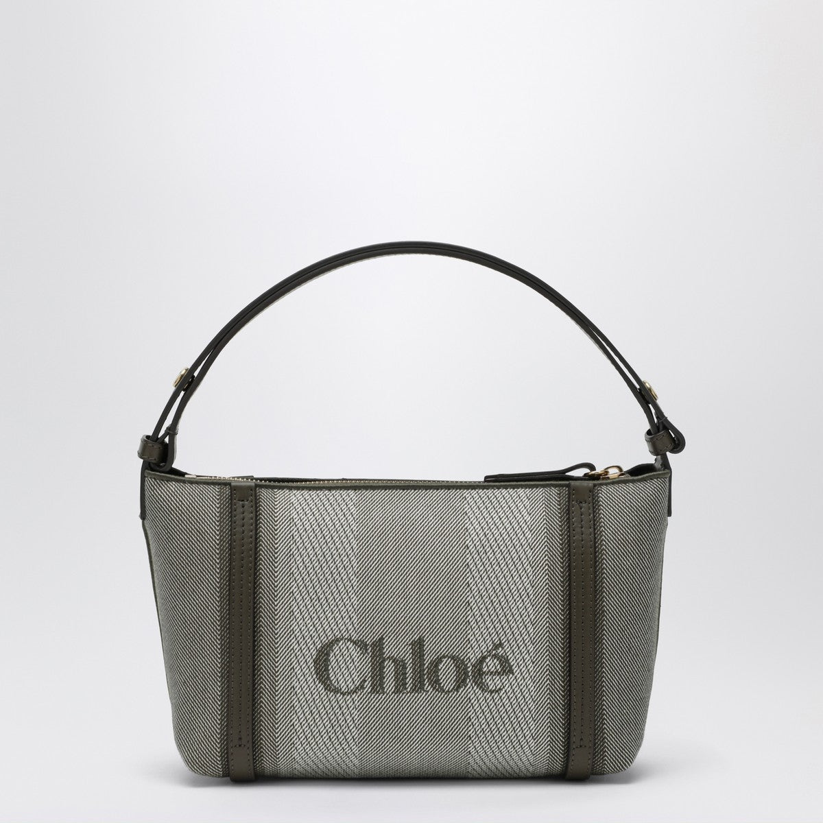 Chloé Dark green striped Chloé Carry tote bag in canvas