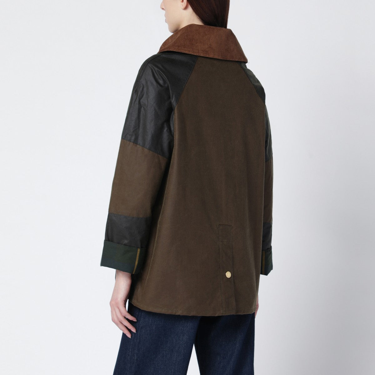 Barbour Barbour Allerston waxed jacket in olive green color-block