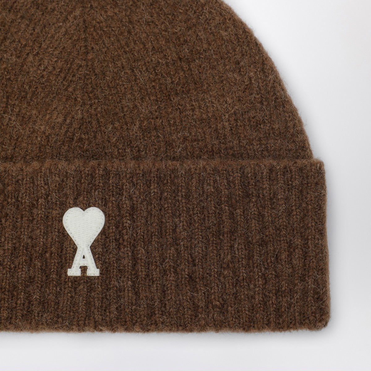 Ami Paris Ami Paris Ami de Coeur brown wool beanie