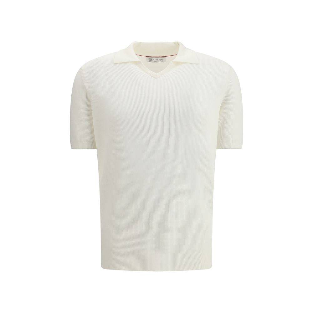 Brunello Cucinelli White Cotton Polo Shirt