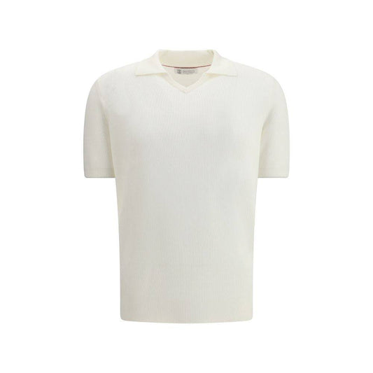 Brunello Cucinelli White Cotton Polo Shirt