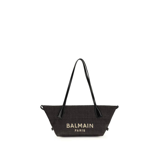 Balmain Black Raffia Shoulder Bag