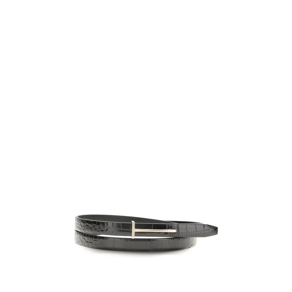 Tom Ford Black Leather Thin Belt