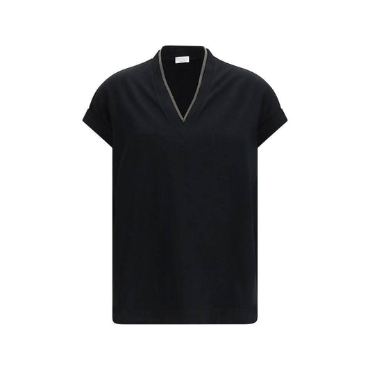 Brunello Cucinelli Black Cotton T-Shirt
