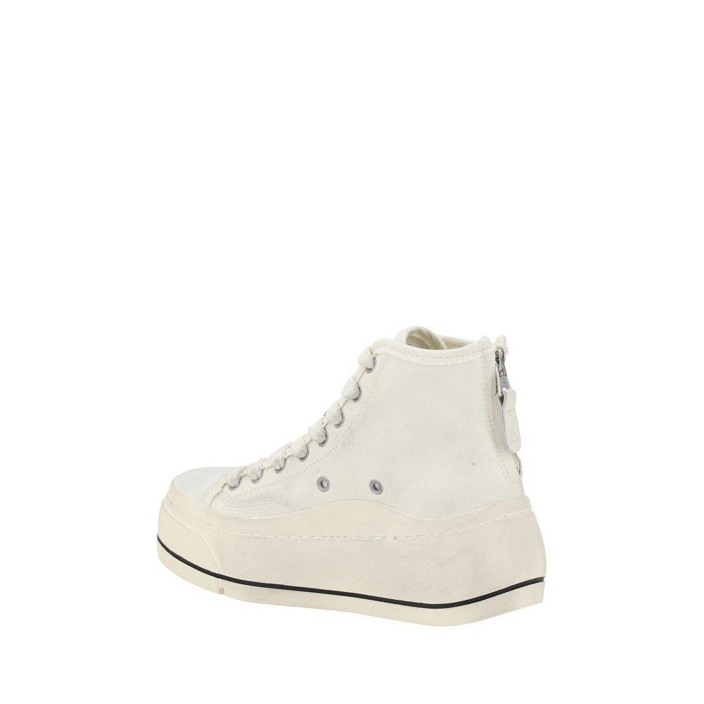 R13 White Polyethylene High Top Sneakers