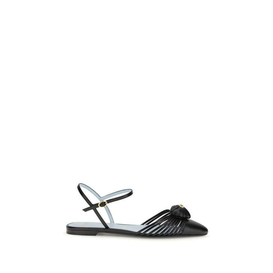Valentino Garavani Black Calf Leather Bos Taurus Ballet Flats