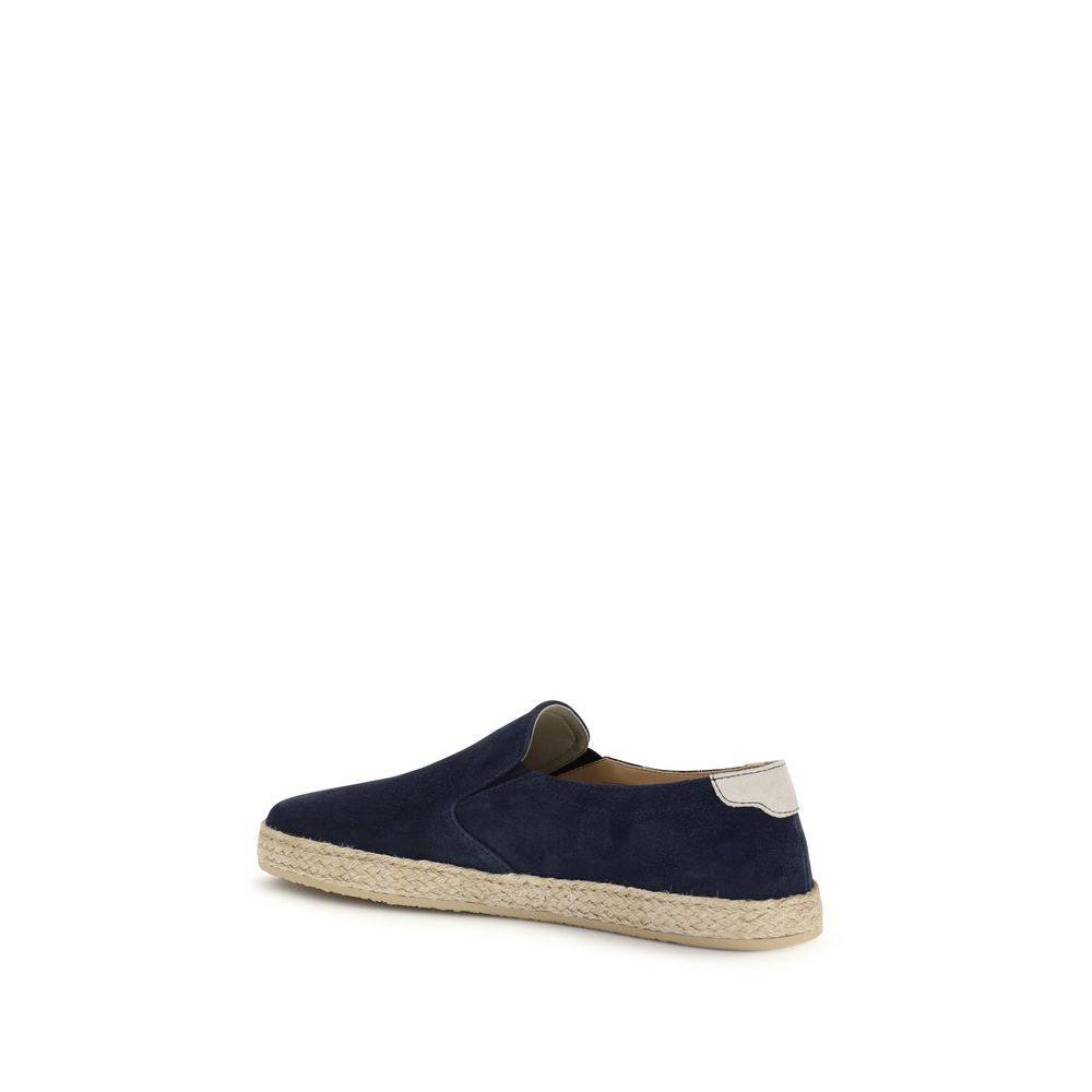 Brunello Cucinelli Blue Calf Leather Bos Taurus Espadrilles