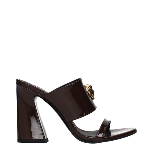 Versace Brown Leather Stiletto Heel Sandals