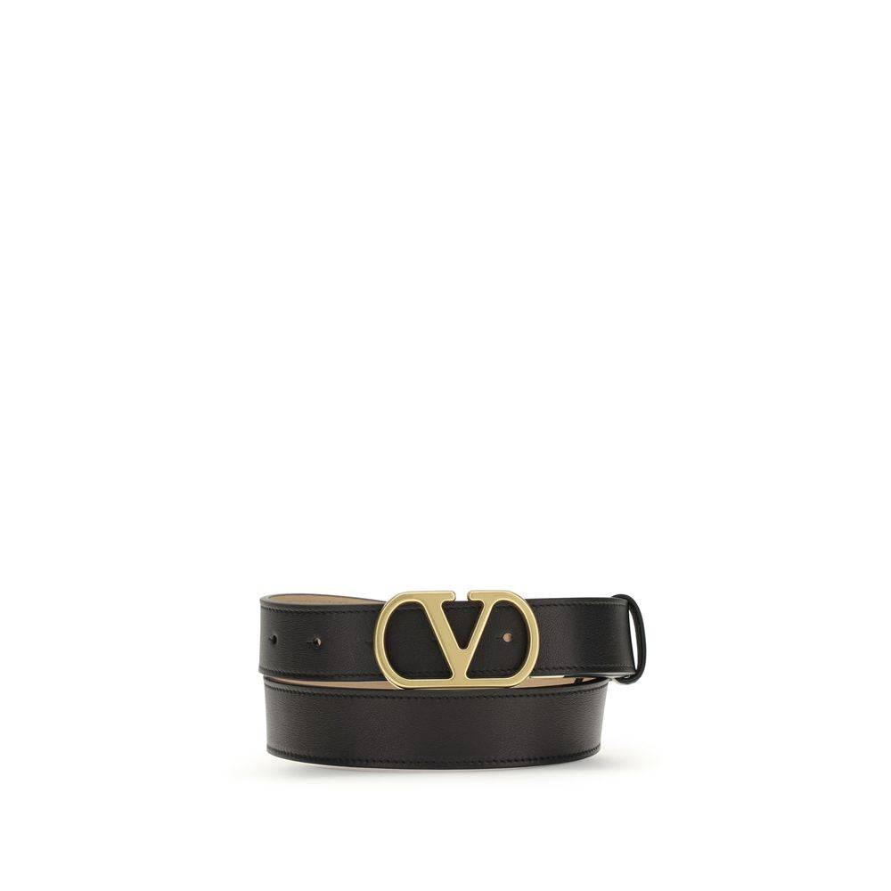 Valentino Garavani Black Calf Leather Bos Taurus Regular Belt