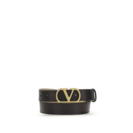 Valentino Garavani Black Calf Leather Bos Taurus Regular Belt