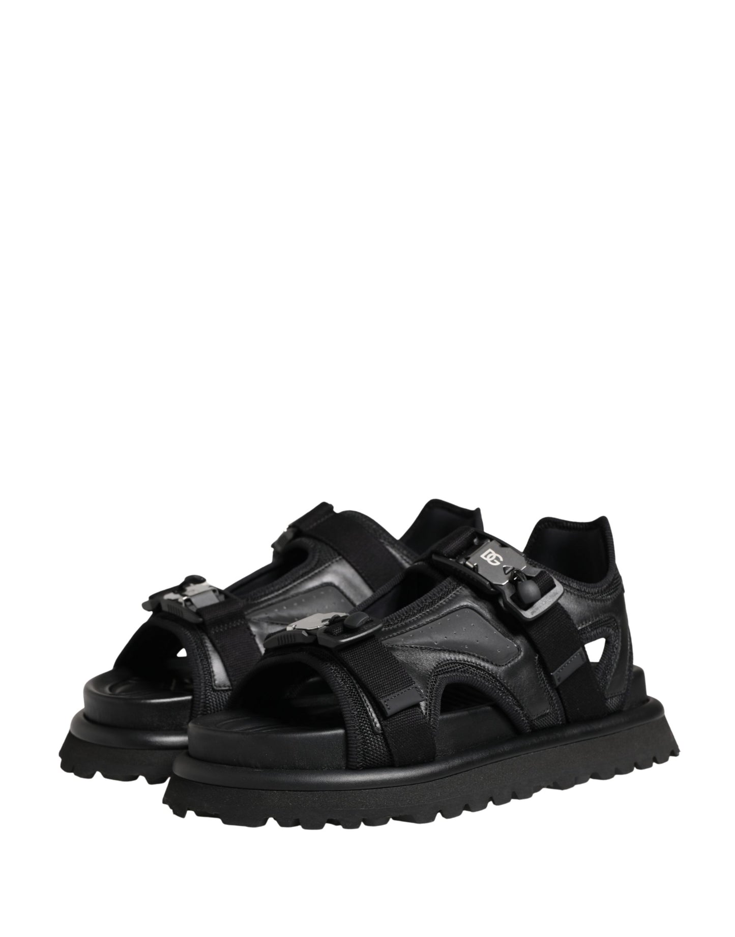 Dolce & Gabbana Black Logo Detailed Men Chunky Sandals Shoes
