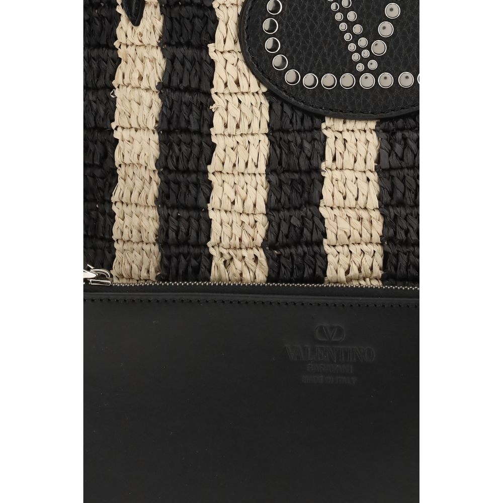 Valentino Garavani Black Raffia Backet Bag