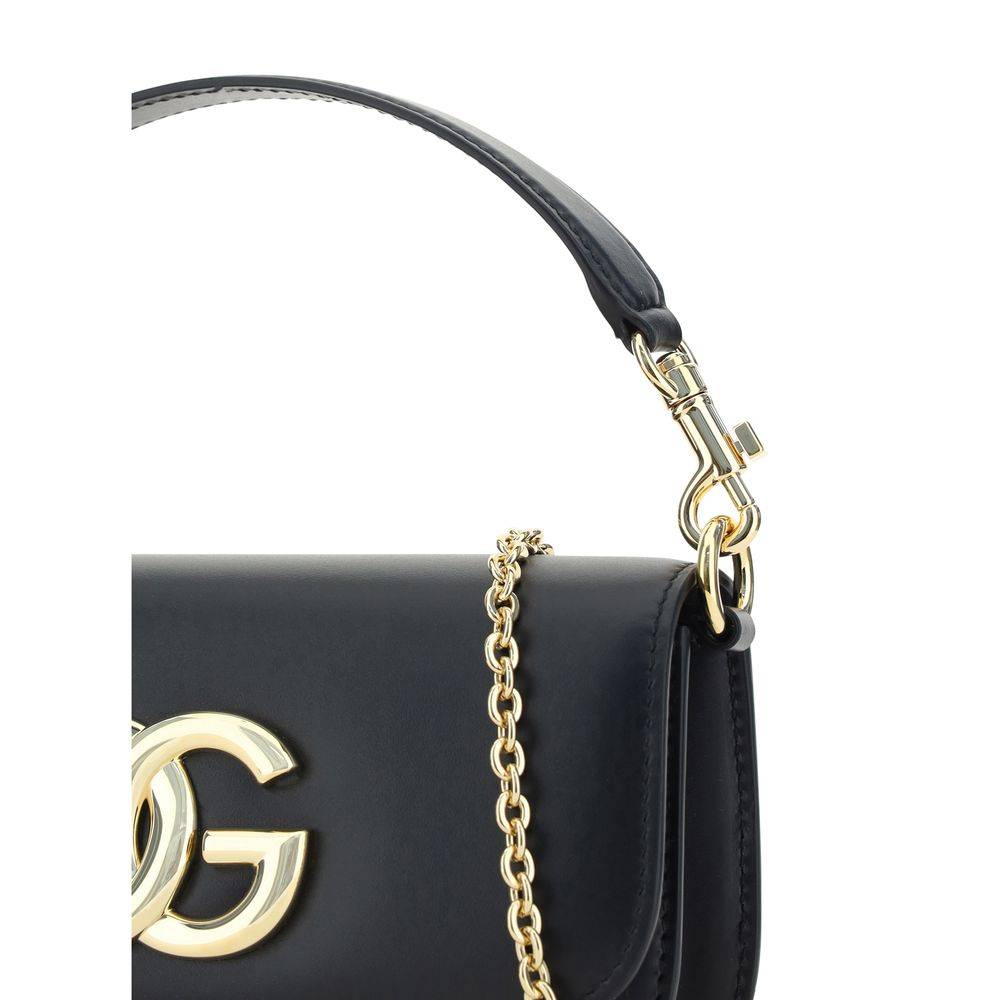 Dolce & Gabbana Black Calf Leather Bos Taurus Shoulder Bag