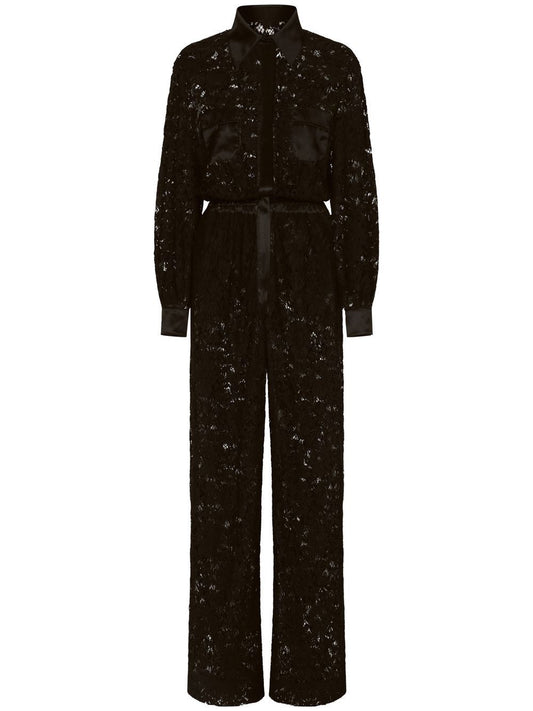 Dolce & Gabbana Dolce & Gabbana lace-trim long-sleeve jumpsuit