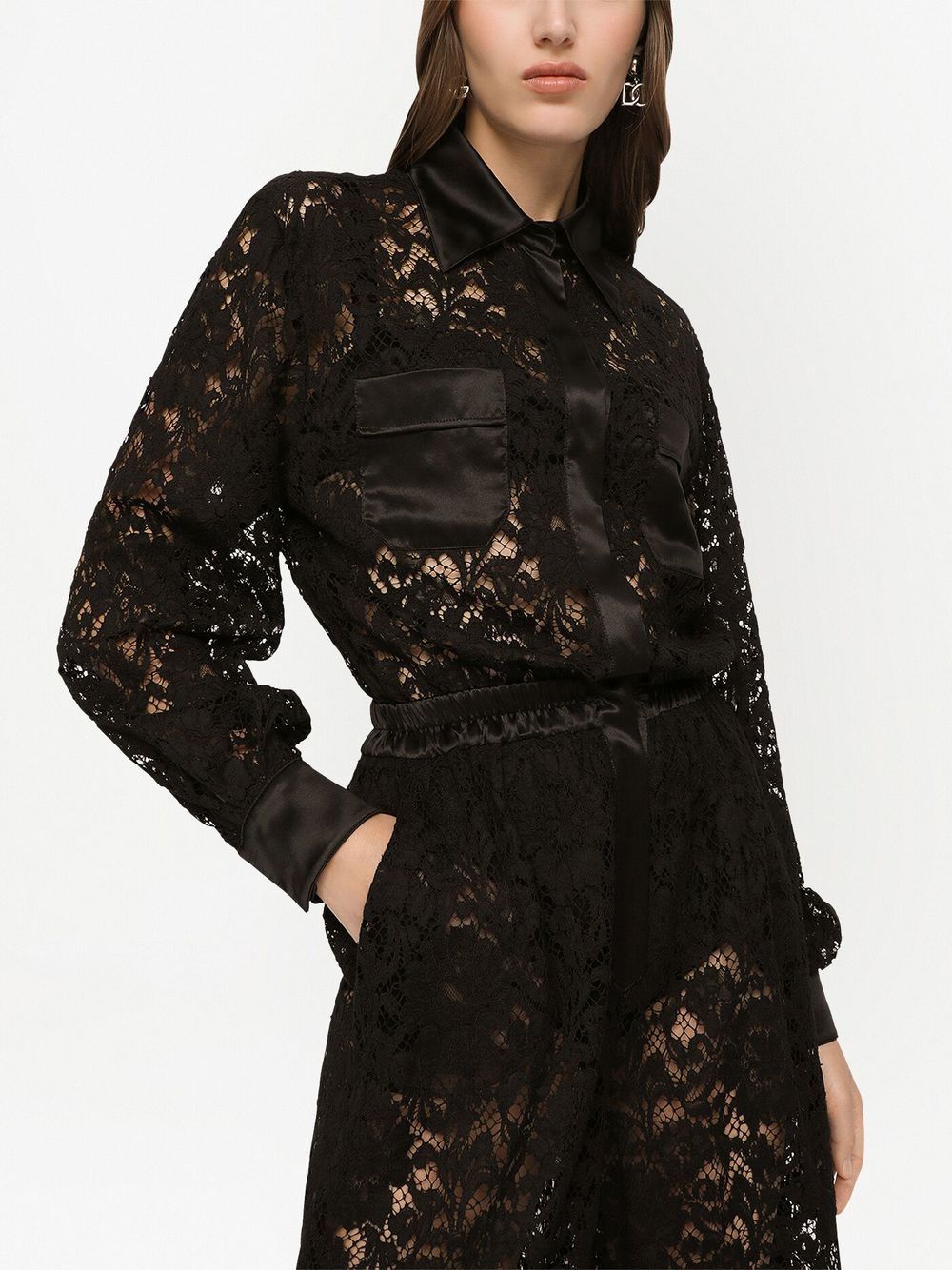 Dolce & Gabbana Dolce & Gabbana lace-trim long-sleeve jumpsuit