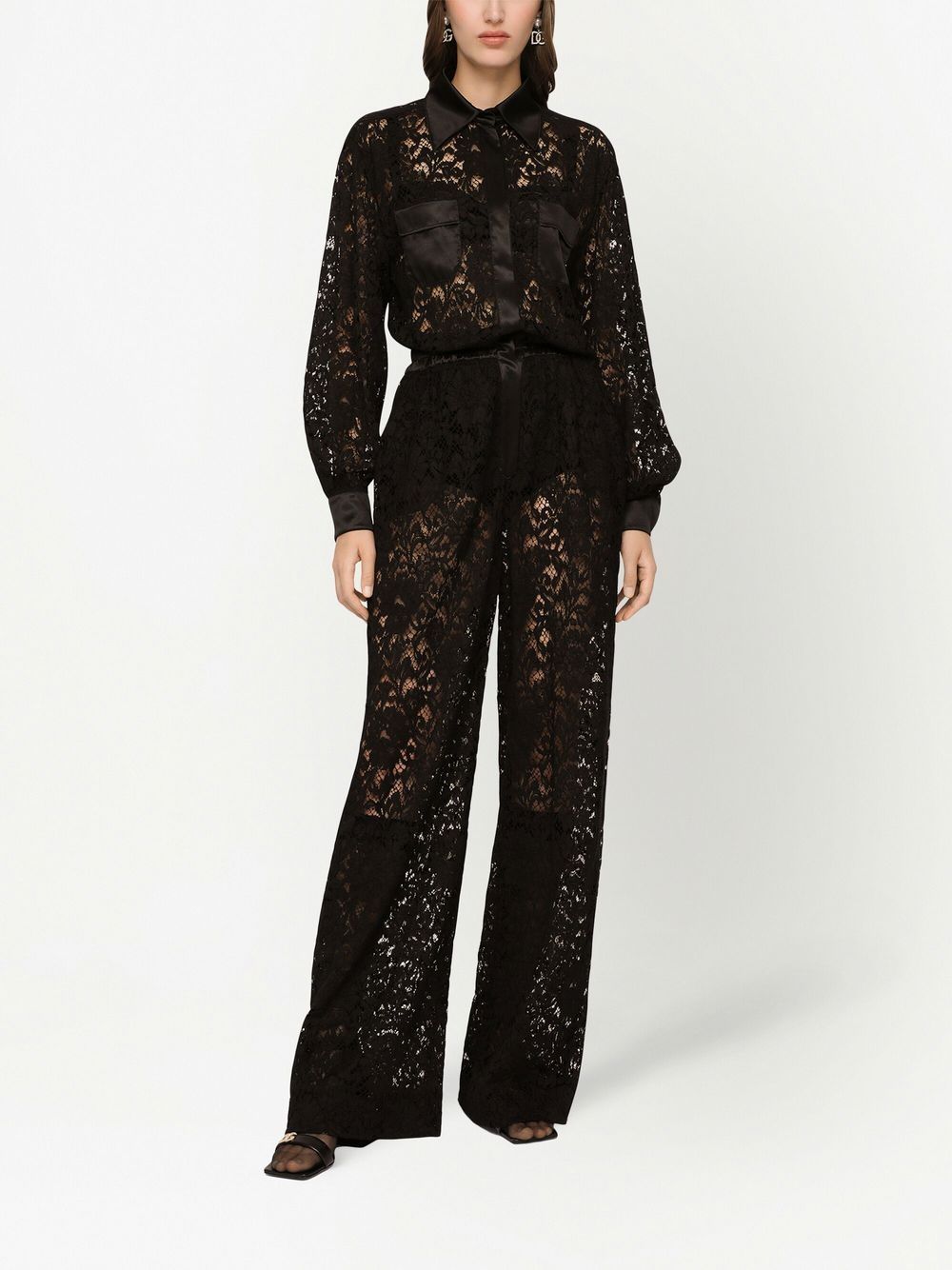 Dolce & Gabbana Dolce & Gabbana lace-trim long-sleeve jumpsuit